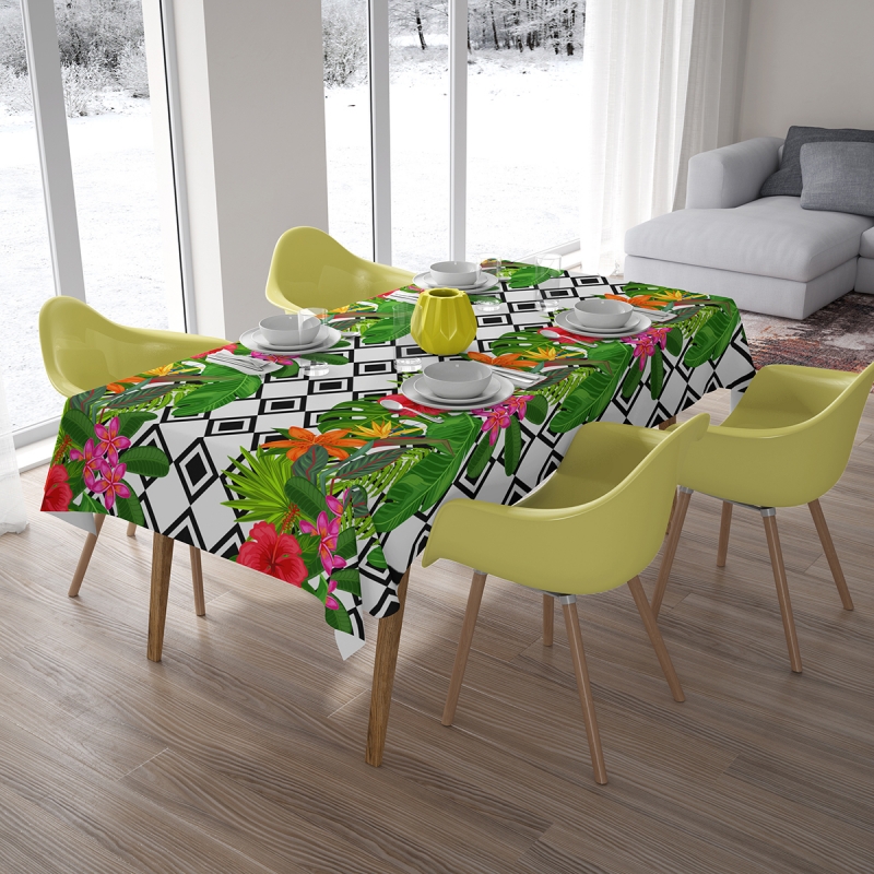 Tablecloth Tropical Plants and Rhombus