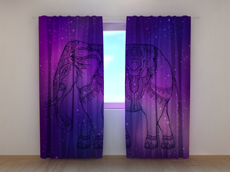 Photo curtains Indian Elephant over Mandala