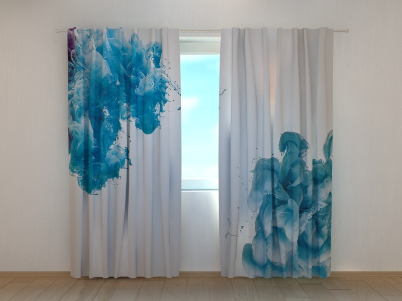 Photo curtains Blue Splashes of Paint