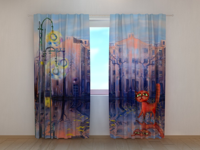 Photo curtains Watercolor Cat