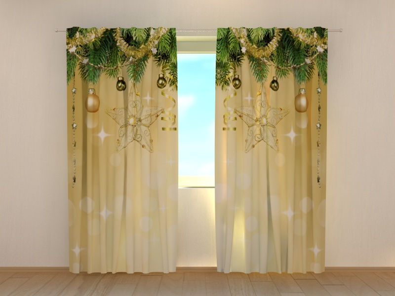 Photo curtains Christmas Golden Shine