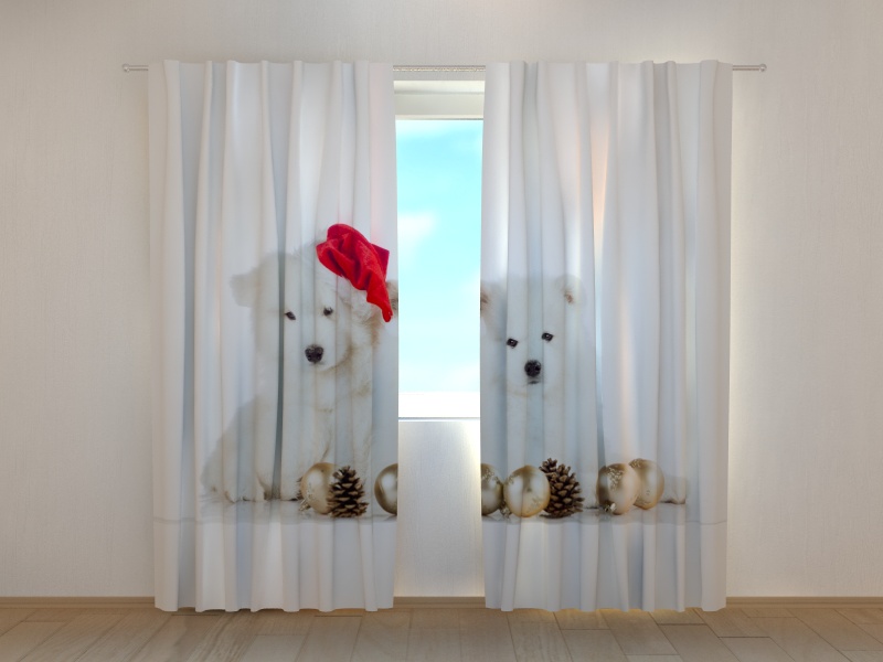Photo curtains Christmas Puppies