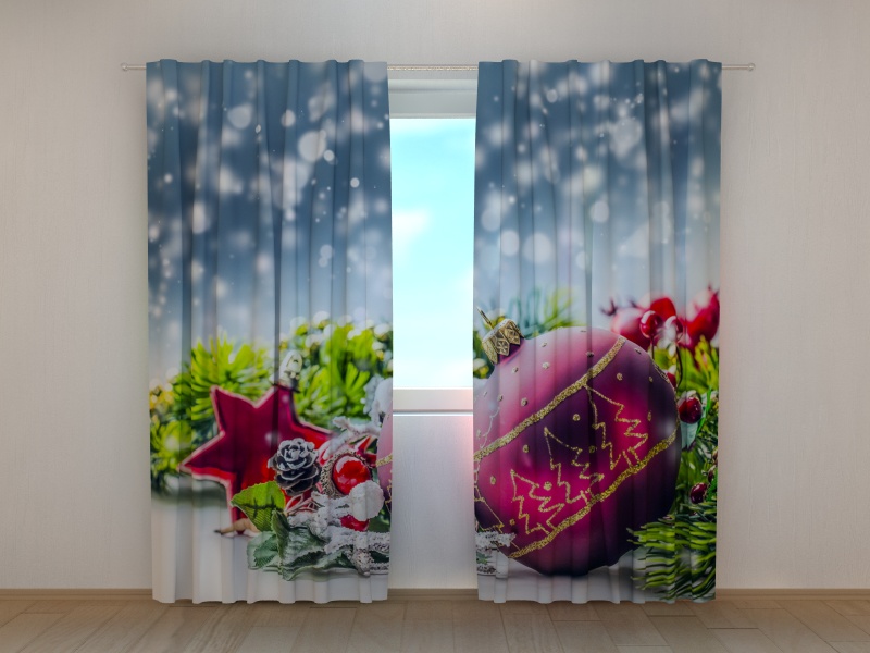 Photo curtains Xmas Decorations with Snow