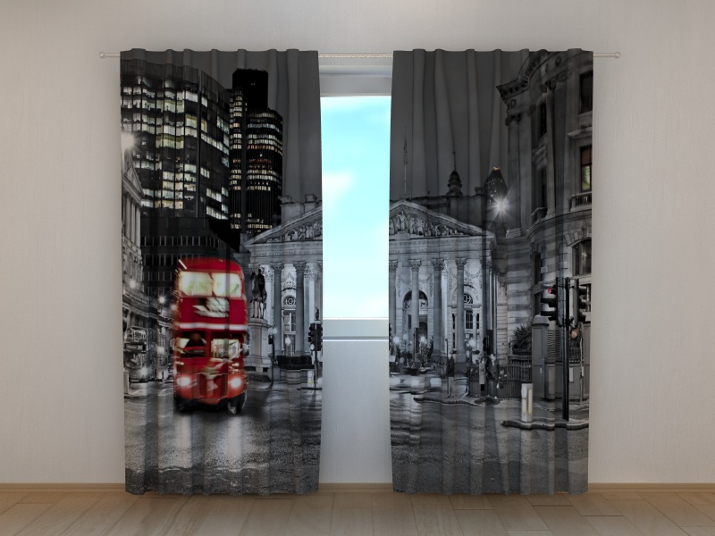 Photo curtains London With Red Bus