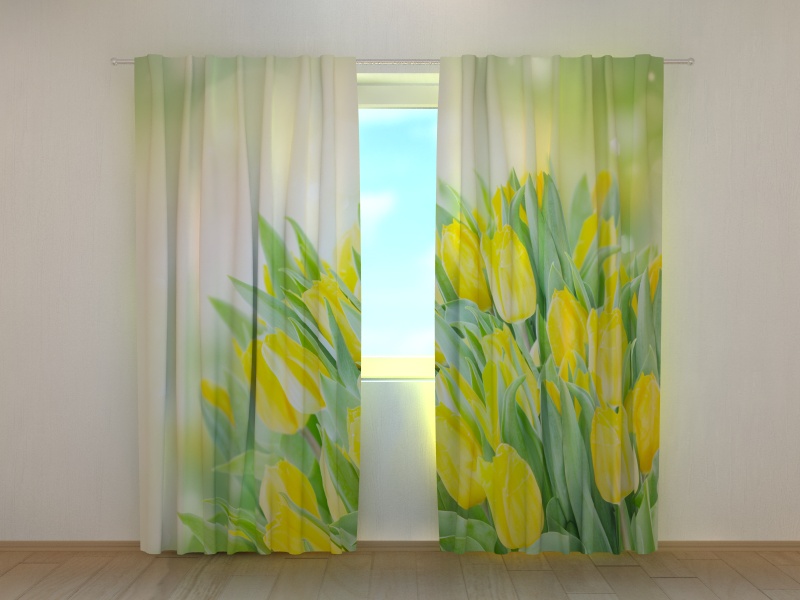 Photo curtains Spring Bright Yellow Tulips