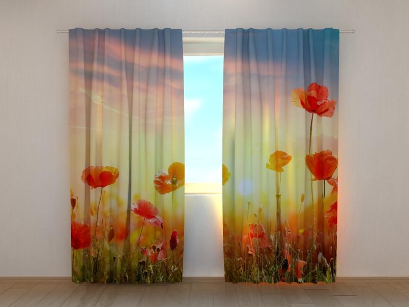 Photo curtains Poppies Field at Sunset