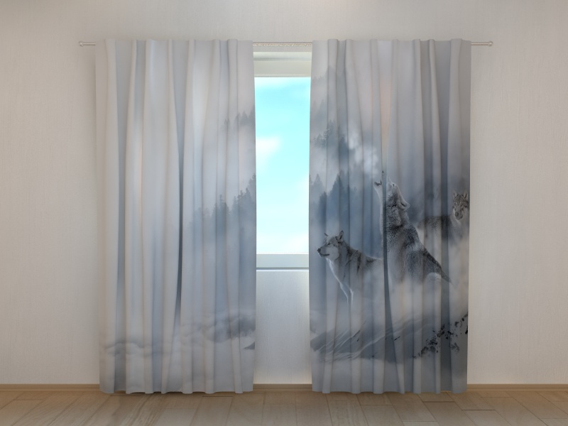 Photo curtains Wolves in Mist
