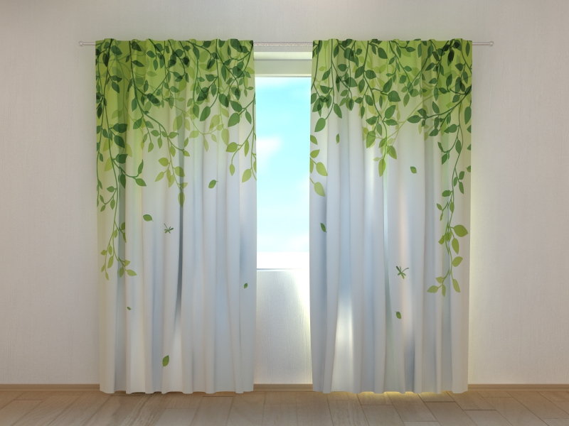 Photo curtains Green Lianas with Leaves