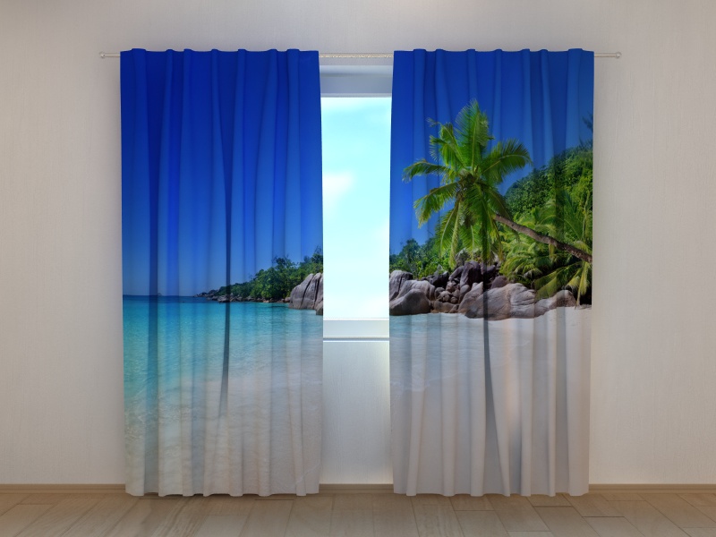 Photo curtains Palm tree on the Beach