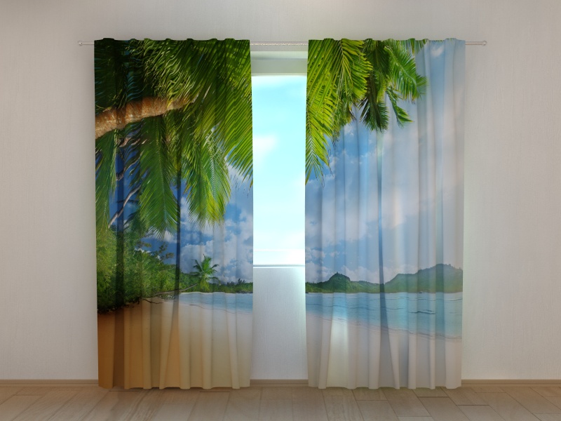 Photo curtains Palm Trees and the Mountains