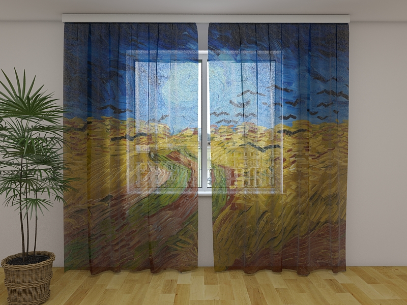 Шторы Пшеничное поле с воронами Винсент Ван Гог