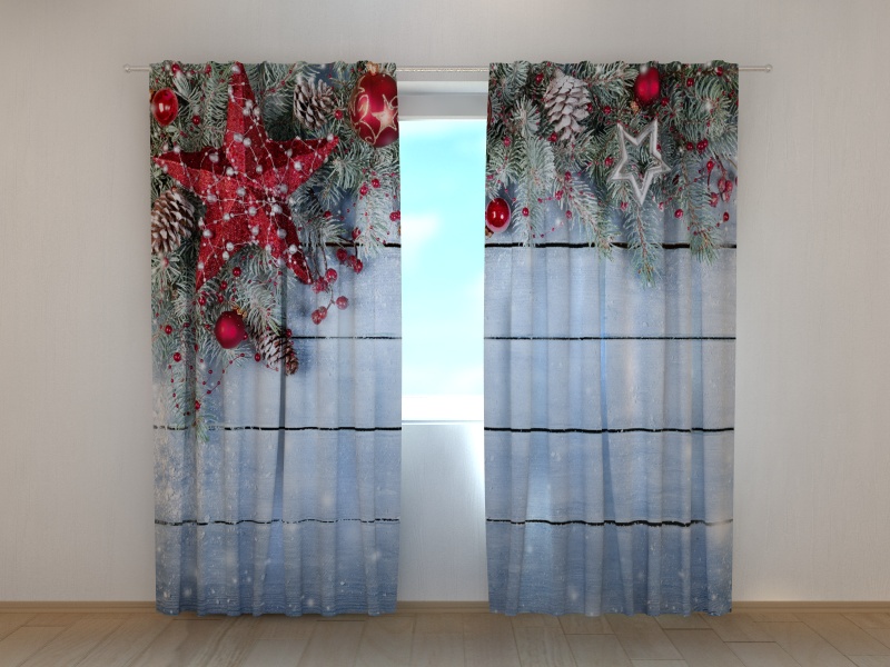 Photo curtains Christmas Red Star