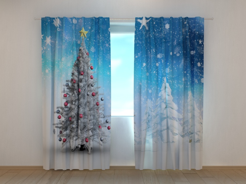 Photo curtains White Christmas Trees