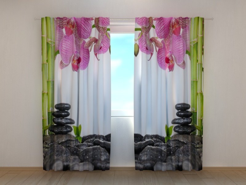 Photo curtains Orchids and Bamboo