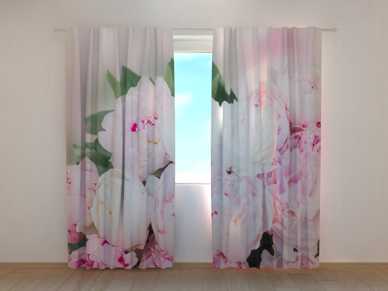 Photo curtains Fresh Pink Peonies