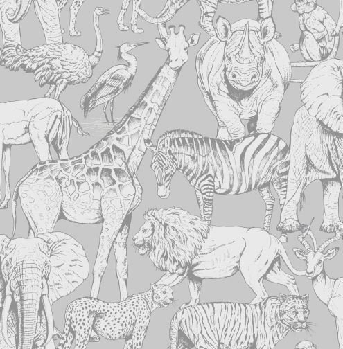 108567 Jungle Animals Grey wallpaper