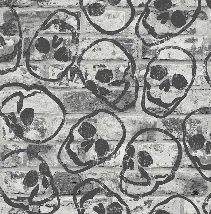 108595 Skull Wall Grey tapete