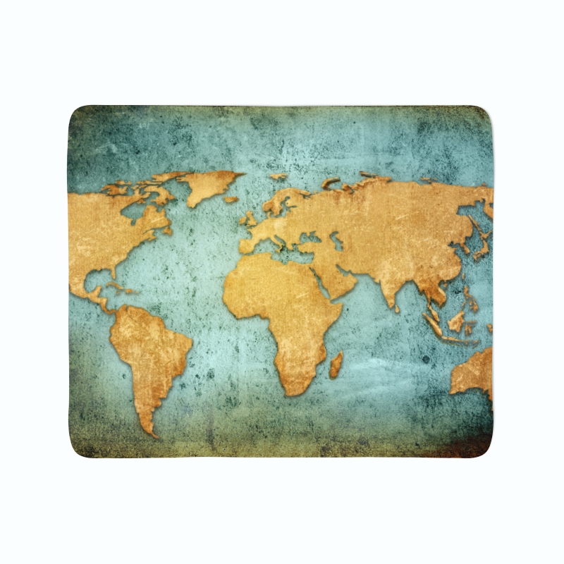 Fleece Blanket Golden World Map