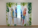 Photo curtains Watercolor Plants and Parrots