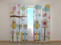 Photo curtains Family Owls