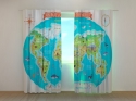 Photo curtains Kids Map Animals of the World