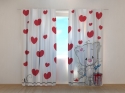 Photo curtains Kitten and Hearts
