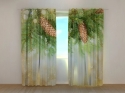 Photo curtains Golden Xmas Decor with Pine Branch