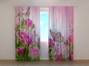 Photo curtains Butterflies and Pink Roses