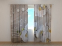 Photo curtains Orchids and Rhinestones on Beige Silk 2
