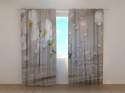 Photo curtains Orchids and Rhinestones on Beige Silk