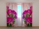 Photo curtains Pink Roses and Air Hearts