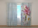 Photo curtains Colorful Lilies on Wood