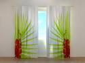 Photo curtains Palm Leaves with Red Orchids