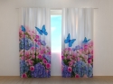 Photo curtains Garden Bouquet and Blue Butterflies
