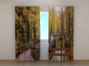 Photo curtains Bridge in Autumn Forest