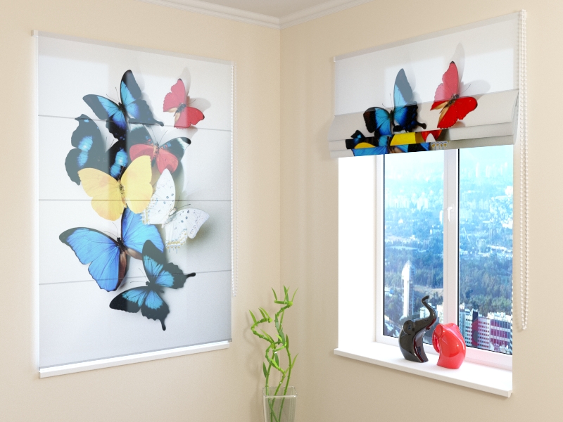 Roman Blind Colorful Butterflies