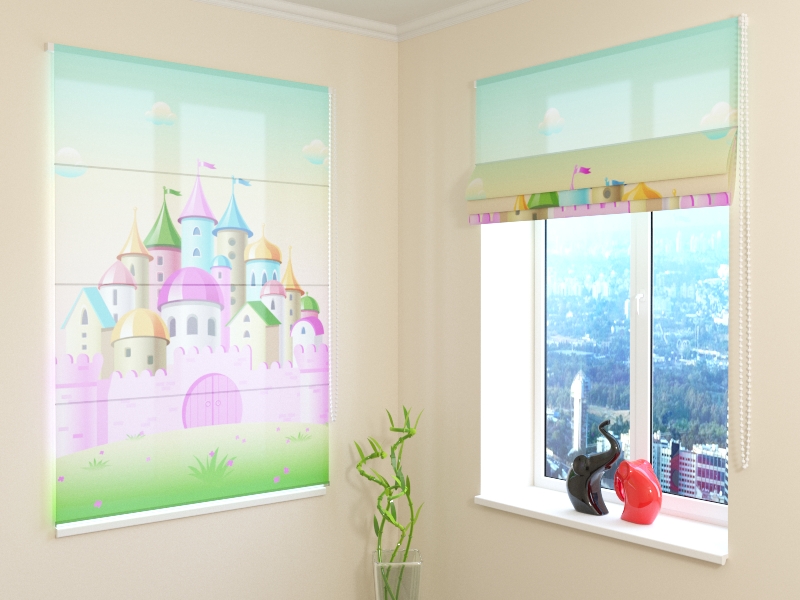 Roman Blind Pink Castle