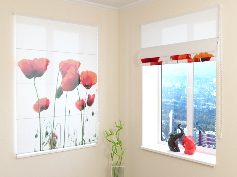 Roman Blind Netherlands poppies