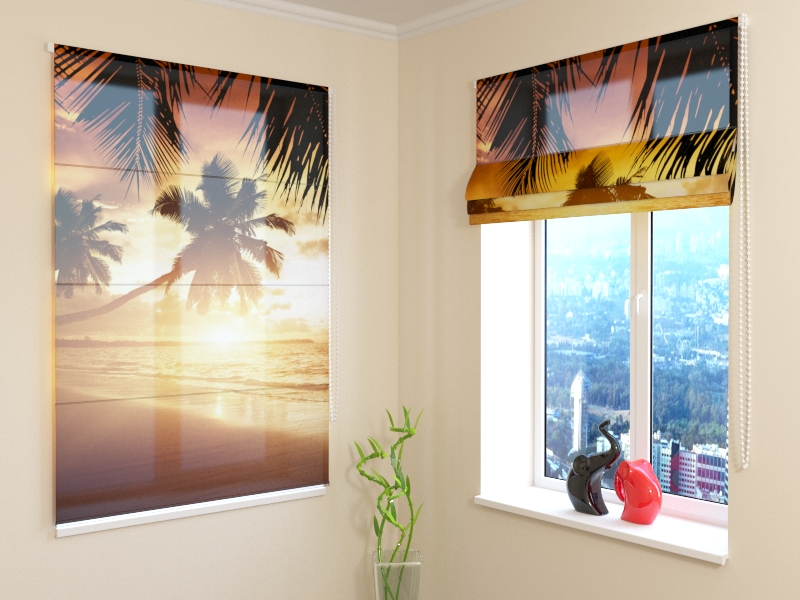 Roman Blind Sunrise on the Carribean Sea