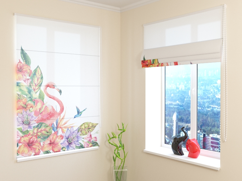 Roman Blind Tropical Flamingo