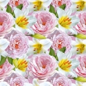 Rozā Peonijas baltās lilijas 